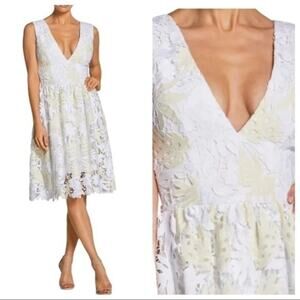 Dress the Population Rita Plunge Neck Lace Dress S NWOT